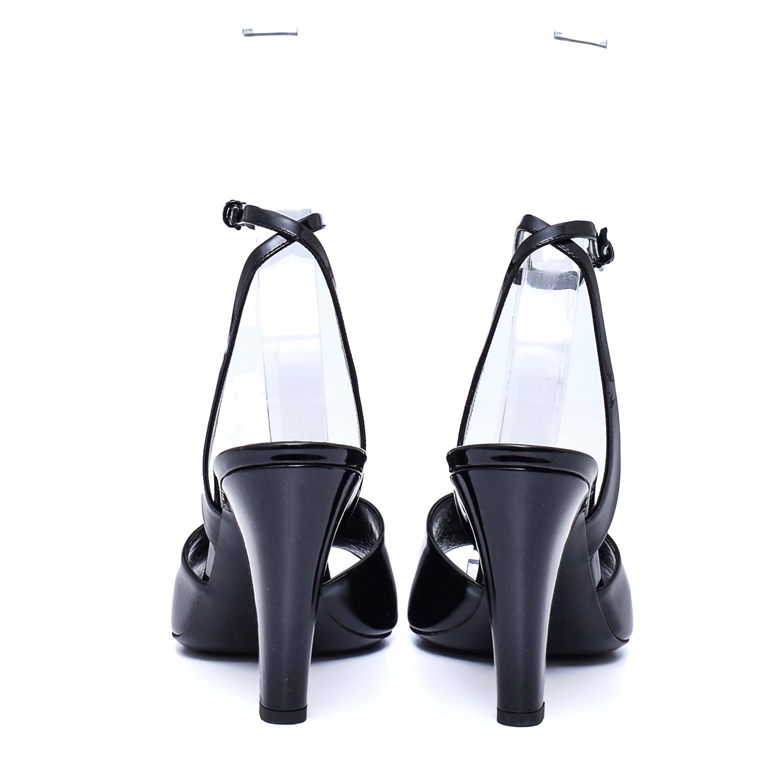 Saint Laurent - Black Patent Leather Scandale Heeled Sandals / 38,5